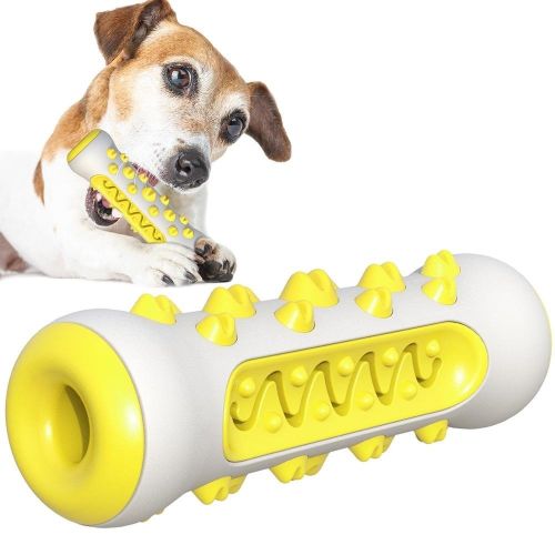 Dog Squeaky Toys for Aggressive Chewers, Tough Toothbrush Dog Chew Toy, Nearly Indestructible Rubber Toys for Pet Training, Teeth Cleaning, Playing an